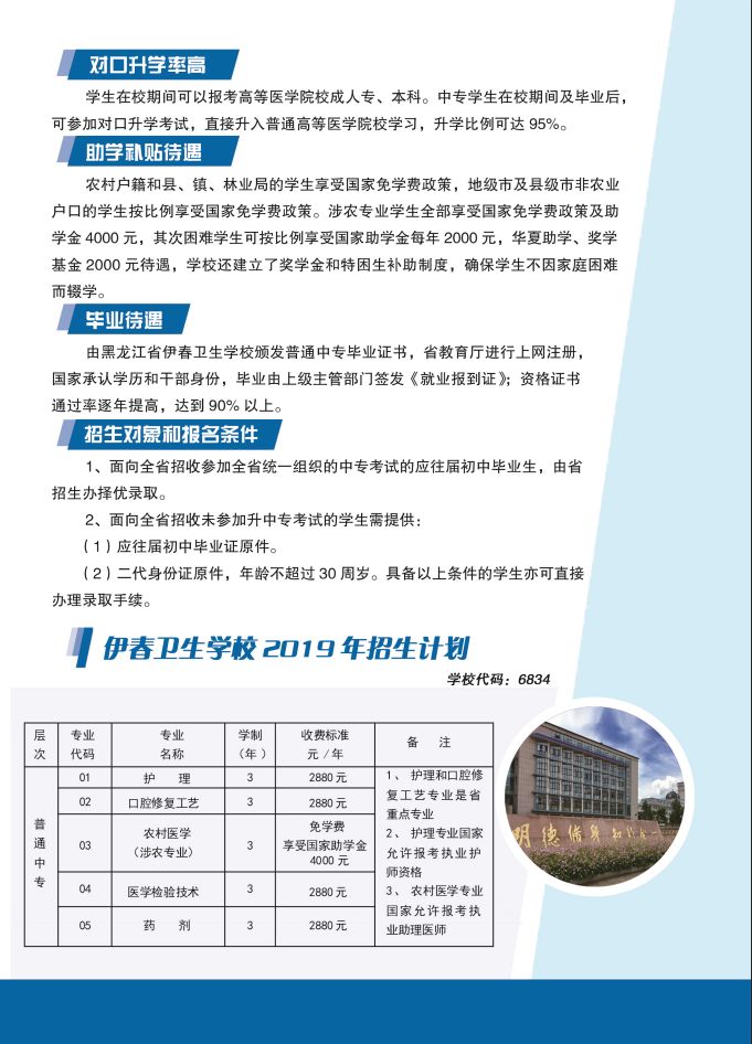 黑龍江省伊春衛(wèi)生學(xué)校2019年招生簡章